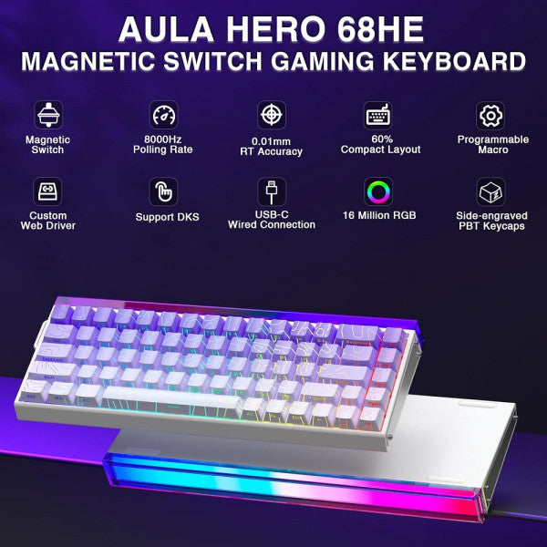 AULA Hero 68 HE Gradient Purple (Dragon King Magnetic Switch) AULA Hero 68 HE Gradient Purple (Dragon King Magnetic Switch)